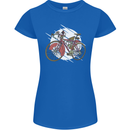 Cycling Steampunk Bicycle Bike Cyclist Womens Petite Cut T-Shirt Royal Blue