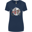 Cycling Steampunk Bicycle Bike Cyclist Womens Wider Cut T-Shirt Navy Blue