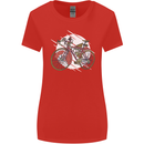 Cycling Steampunk Bicycle Bike Cyclist Womens Wider Cut T-Shirt Red