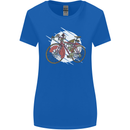 Cycling Steampunk Bicycle Bike Cyclist Womens Wider Cut T-Shirt Royal Blue