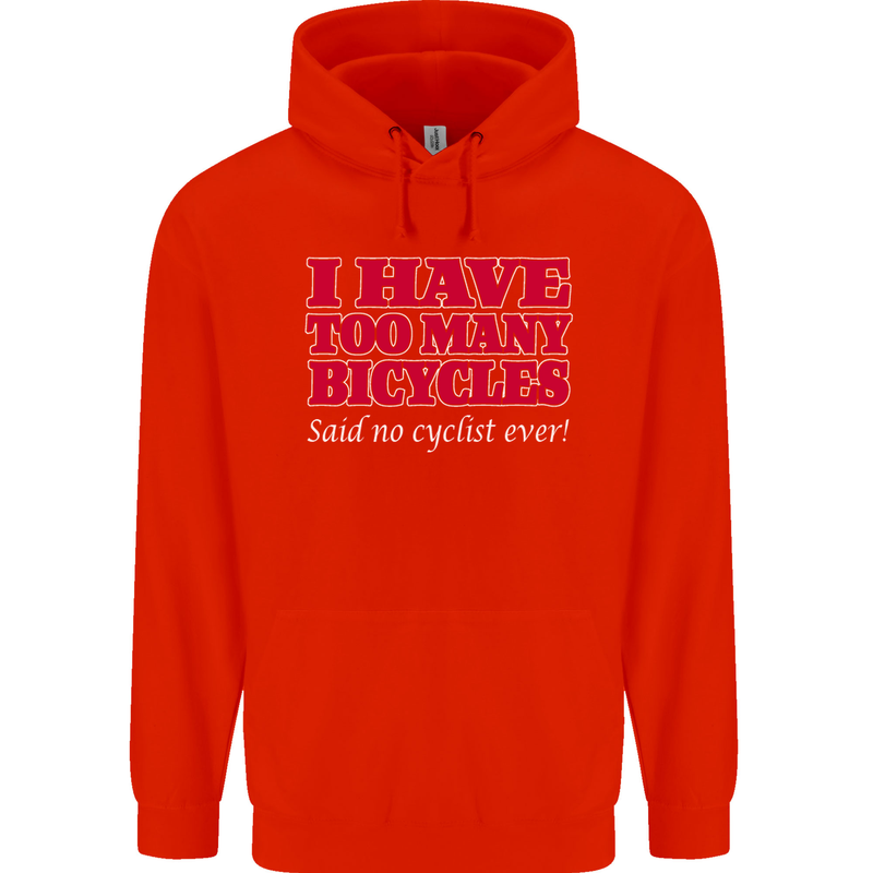 Cycling Too Many Bicycles Said No Cyclist Childrens Kids Hoodie Bright Red