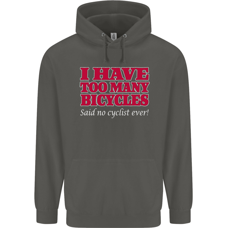 Cycling Too Many Bicycles Said No Cyclist Childrens Kids Hoodie Storm Grey