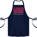 Cycling Too Many Bicycles Said No Cyclist Cotton Apron 100% Organic Navy Blue