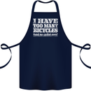 Cycling Too Many Bicycles Said No Cyclist Cotton Apron 100% Organic Navy Blue