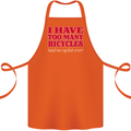 Cycling Too Many Bicycles Said No Cyclist Cotton Apron 100% Organic Orange