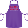 Cycling Too Many Bicycles Said No Cyclist Cotton Apron 100% Organic Purple