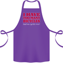 Cycling Too Many Bicycles Said No Cyclist Cotton Apron 100% Organic Purple