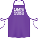 Cycling Too Many Bicycles Said No Cyclist Cotton Apron 100% Organic Purple