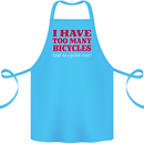 Cycling Too Many Bicycles Said No Cyclist Cotton Apron 100% Organic Turquoise
