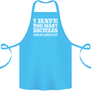 Cycling Too Many Bicycles Said No Cyclist Cotton Apron 100% Organic Turquoise