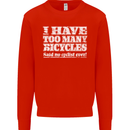 Cycling Too Many Bicycles Said No Cyclist Kids Sweatshirt Jumper Bright Red