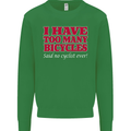 Cycling Too Many Bicycles Said No Cyclist Kids Sweatshirt Jumper Irish Green