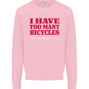 Cycling Too Many Bicycles Said No Cyclist Kids Sweatshirt Jumper Light Pink