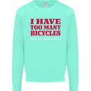 Cycling Too Many Bicycles Said No Cyclist Kids Sweatshirt Jumper Peppermint