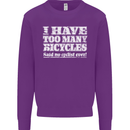 Cycling Too Many Bicycles Said No Cyclist Kids Sweatshirt Jumper Purple
