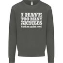 Cycling Too Many Bicycles Said No Cyclist Kids Sweatshirt Jumper Storm Grey