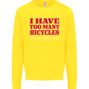 Cycling Too Many Bicycles Said No Cyclist Kids Sweatshirt Jumper Yellow