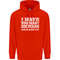 Cycling Too Many Bicycles Said No Cyclist Mens 80% Cotton Hoodie Bright Red