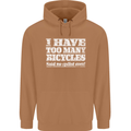 Cycling Too Many Bicycles Said No Cyclist Mens 80% Cotton Hoodie Caramel Latte