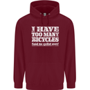 Cycling Too Many Bicycles Said No Cyclist Mens 80% Cotton Hoodie Maroon