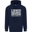Cycling Too Many Bicycles Said No Cyclist Mens 80% Cotton Hoodie Navy Blue