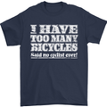 Cycling Too Many Bicycles Said No Cyclist Mens T-Shirt Cotton Gildan Navy Blue
