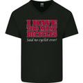 Cycling Too Many Bicycles Said No Cyclist Mens V-Neck Cotton T-Shirt Black