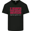 Cycling Too Many Bicycles Said No Cyclist Mens V-Neck Cotton T-Shirt Black