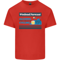 Cycling Weekend Forecast Funny Beer Alcohol Kids T-Shirt Childrens Red
