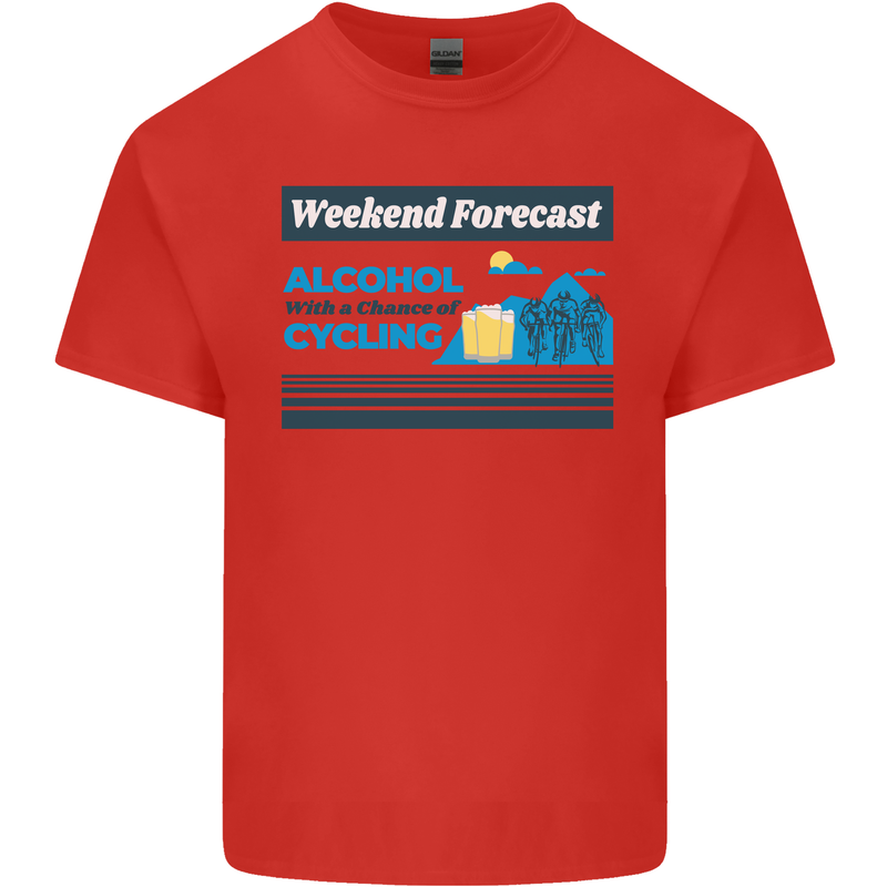 Cycling Weekend Forecast Funny Beer Alcohol Kids T-Shirt Childrens Red