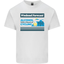 Cycling Weekend Forecast Funny Beer Alcohol Kids T-Shirt Childrens White