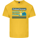 Cycling Weekend Forecast Funny Beer Alcohol Kids T-Shirt Childrens Yellow
