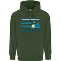 Cycling Weekend Forecast Funny Beer Alcohol Mens 80% Cotton Hoodie Forest Green