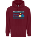 Cycling Weekend Forecast Funny Beer Alcohol Mens 80% Cotton Hoodie Maroon