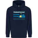 Cycling Weekend Forecast Funny Beer Alcohol Mens 80% Cotton Hoodie Navy Blue