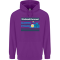 Cycling Weekend Forecast Funny Beer Alcohol Mens 80% Cotton Hoodie Purple