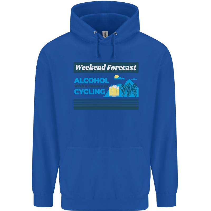 Cycling Weekend Forecast Funny Beer Alcohol Mens 80% Cotton Hoodie Royal Blue