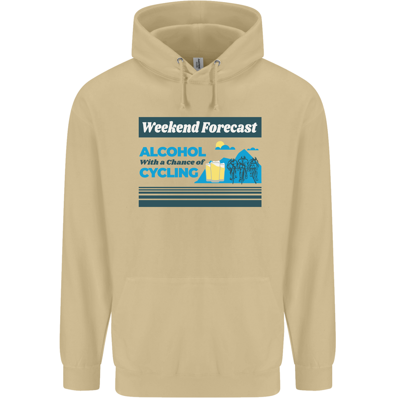 Cycling Weekend Forecast Funny Beer Alcohol Mens 80% Cotton Hoodie Sand