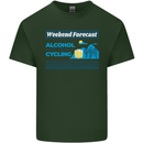 Cycling Weekend Forecast Funny Beer Alcohol Mens Cotton T-Shirt Tee Top Forest Green
