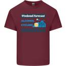 Cycling Weekend Forecast Funny Beer Alcohol Mens Cotton T-Shirt Tee Top Maroon