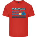 Cycling Weekend Forecast Funny Beer Alcohol Mens Cotton T-Shirt Tee Top Red