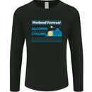 Cycling Weekend Forecast Funny Beer Alcohol Mens Long Sleeve T-Shirt Black