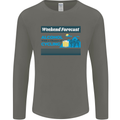 Cycling Weekend Forecast Funny Beer Alcohol Mens Long Sleeve T-Shirt Charcoal