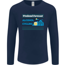 Cycling Weekend Forecast Funny Beer Alcohol Mens Long Sleeve T-Shirt Navy Blue
