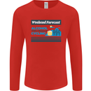 Cycling Weekend Forecast Funny Beer Alcohol Mens Long Sleeve T-Shirt Red