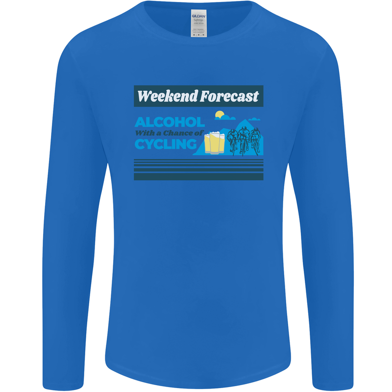 Cycling Weekend Forecast Funny Beer Alcohol Mens Long Sleeve T-Shirt Royal Blue