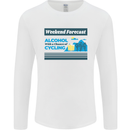 Cycling Weekend Forecast Funny Beer Alcohol Mens Long Sleeve T-Shirt White