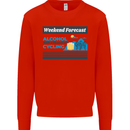 Cycling Weekend Forecast Funny Beer Alcohol Mens Sweatshirt Jumper Bright Red