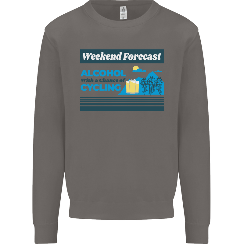 Cycling Weekend Forecast Funny Beer Alcohol Mens Sweatshirt Jumper Charcoal
