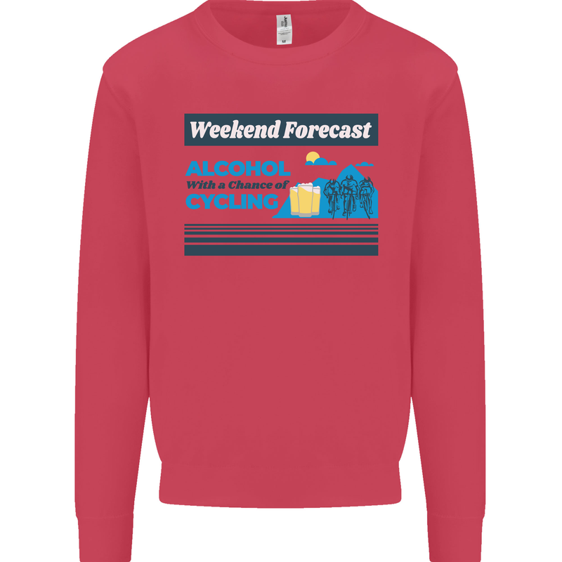 Cycling Weekend Forecast Funny Beer Alcohol Mens Sweatshirt Jumper Heliconia